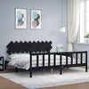 Camerina Bed Frame with Headboard Black 200x200 Solid Wood,Furniture,Beds M3F7