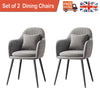 Set of 2 Velvet Dining Chairs Upholstered Seat Home & Restaurant + Pillow Grey