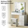 White Dressing Table LED Mirror Drawers Storage Stool Cabinet Vanity Makeup Desk