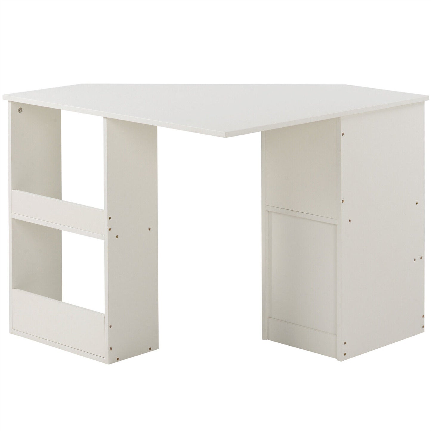 Corner Computer Desk with Storage Shelves Home Office Study Workstation Wooden