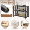 Costway 93cm Counter Height Table 3-Tier Wine Tall Bar Unit Table with Storage