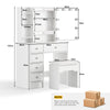 Dressing Table Wood Makeup Desk White with Mirror 5 Drawers Stool Shelf Bedroom