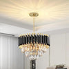 5-Lights Modern Crystal Chandelier Black Metal Ceiling Light for Dining Room