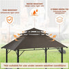 Grill Gazebo, Outdoor BBQ Gazebo with Height-adjustable Shelves, 2.4x1.5m, Brown