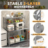 Stainless Steel Table with 2 Layer Top Shelf, Food Prep Workbench for Outdoor