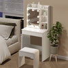 Modern Dressing Table Makeup Vanity White with Mirror LED Lights Drawers & Stool