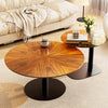 2X Chic Nesting Coffee Table Set Unique Vintage Wood Grains Glass Stacking Table