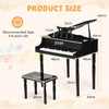 Kids Piano Keyboard Toy 30-Key Children Musical Piano Toy w/ Stool & Music Stand