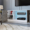 Mondeer LED TV Cabinet TV Stand 140cm with 5 Open Compartments RGB Lights White