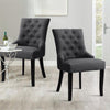 2x Dining Chairs Linen Fabric Studded Chairs Upholstered Accent Wooden Legs