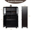 4-Door Bathroom Cabinet Freestanding Floor Storage Cabinet Home Organizer Black