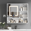 Bathroom Wall Cabinet LED Mirror Unit 2 Door Cupboard Storage Shelves Unit White