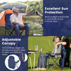 Camping Chair Beach Folding Chair w/Padded Armrest & Shade Canopy-Blue