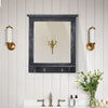 Carved Garden Mirror Wall Mounted Wooden Frame Outdoor Indoor Wood Grain Decor
