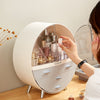 Round Makeup Storage Box Desktop Cosmetic Organizer Drawer Holder Tidy Case Bag