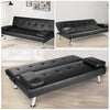 Stylish Linen Fabric Upholstered Clic Clac Sofa Bed 3 Seater Reclining Settee