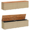 Garden Storage Box Beige 220x50x54 Poly Rattan Acacia Wood K6H0