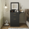 Modern Dressing Vanity Table Set with LED Mirror Stool Side Panel 2 Drawers