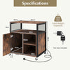 Metal Frame Printer Stand w/ Lockable Side Cabinet & Adjustable Shelves-Coffee