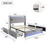 Velvet Upholstered Bed with Headboard 4ft6 Double Bed Frame with Storage Drawers