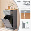 Laundry Cabinet Freestanding Tilt Out Laundry Hamper with Drawer Grey