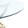 Home Office Large Gold Round Glass Coffee Table with Stainless Steel Leg 90x46cm