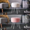 Round Dressing Table Stool Soft Fluffy/Velvet Piano Chair Makeup Seat Wire Legs