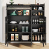 Modern Sideboard Storage Cabinet Cupboard with Glass Door and Open Space Black