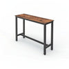 Industrial Narrow Rectangular Table with Steel Frame - Brown