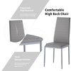 4pcs Grey Faux Leather Dining Chairs&White Marble Glass Dining Table Dining Set