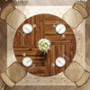 120cm Round Dining Table for 4 People, Rustic Dining Room Table with Metal Base