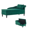 Upholstered Chaise Lounge Indoor Lounge Sofa with Right Armrest & Storage, Green