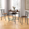 3-Piece Dining Table Set Kitchen Table and Chairs-Brown + Black