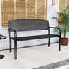 2-3-Person Patio Bench 127CM Garden Bench with Armrests Black