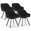 2x Black Rotatable Dining Chairs Velvet Seat Metal Leg Swivel Kitchen Modern