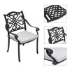 Cast Aluminum Garden Chairs Outdoor Dining Chair Padded Seat for Bistro Backyard