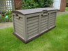 XL Brown Garden Storage Utility Cushion Box Shed Plastic Waterproof
