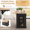 Kitchen Island Storage Cabinet Kitchen Island Table w/Drop Leaf Countertop Black