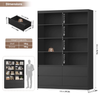 Bookcase Cabinet 4 Door Tall Storage Shelving Unit White Black