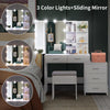 Dressing Table Set Cabinet Three Dimming Light Bulb w/ Mirror Vanity Set Bedroom