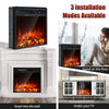 18" Electric Fireplace Freestanding & Recessed Heater Log Flame Remote 1500W