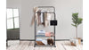 Rolling Clothes Garment Rack Double Pole Hanging Rail On Wheels w/ Shelf
