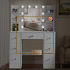 White Dressing Table with LED Mirror Modern Makeup Desk Vanity Table Set Bedroom
