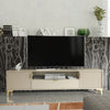 200cm TV Unit – Fluted Fronts, 2 Doors, Drawer, Gold Legs & Handles, Modern Luxe