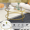 Round Coffee Table Home Office Stylish Tempered Glass Accent Side Table