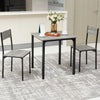 Modern Dining Table Set 3 Piece Table and 2 Chairs Space Saving Kitchen Set Grey