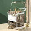 Clear Desktop Cosmetic Storage Box Make Up Organizer 2 Drawers Lidded Case Rack