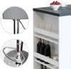 Bar Table Set with 2 Swivel Stools & Storage Shelves Anthracite White Modern