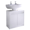 White Bathroom Sink Cabinet Under Basin Unit Cupboard 2 Door Storage High Gloss