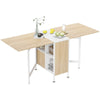 Oak Drop Leaf Folding Dining Table w/ Shelves Space Saving Kitchen Console Desk